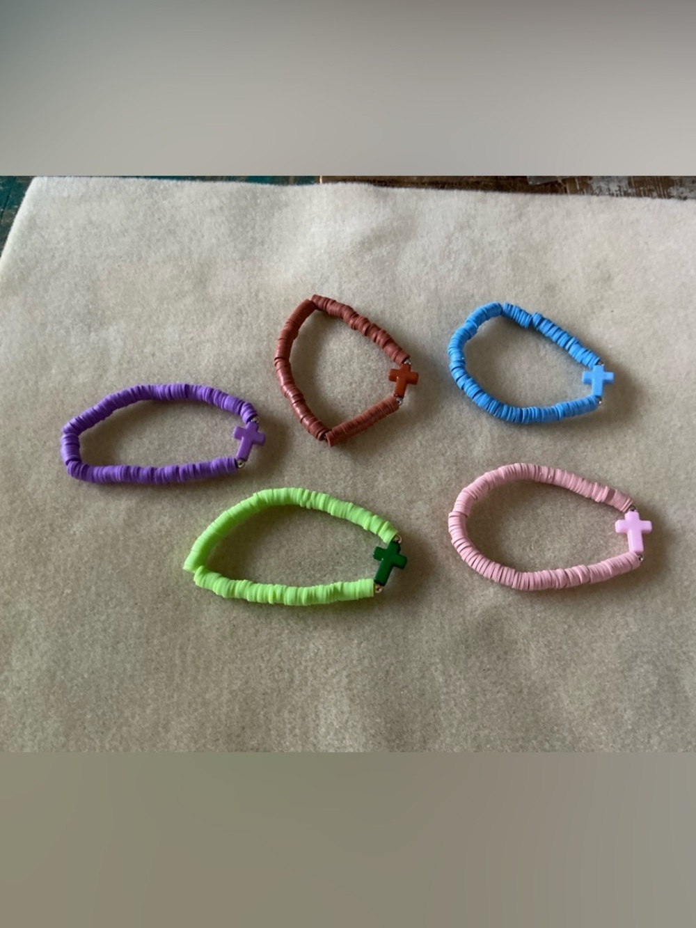 Kids Stretch Bead Cross Bracelet - Multi Color Set